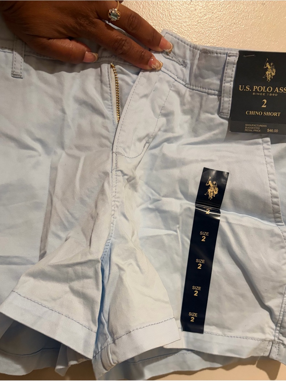 U.S. Polo Assn. Light Blue Flat Front Chino Shorts